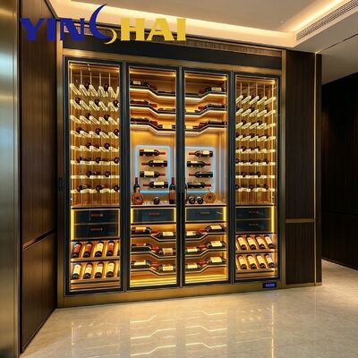 Luxury Freestanding Stainless Steel Thermostatic Wine Cabinet with Smart APP Control