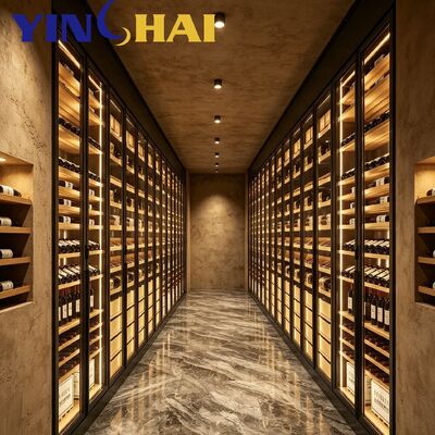 Custom Stainless Wine Cooler Solid Oak Silent Wine Storage Racks