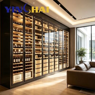 Custom Stainless Wine Cooler Solid Oak Silent Wine Storage Racks