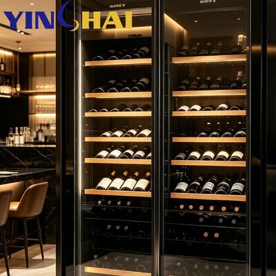 APP Controlled Black Stainless Wine Cooler Oak Silent Constant Temp Cabinet