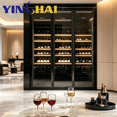 APP Controlled Black Stainless Wine Cooler Oak Silent Constant Temp Cabinet