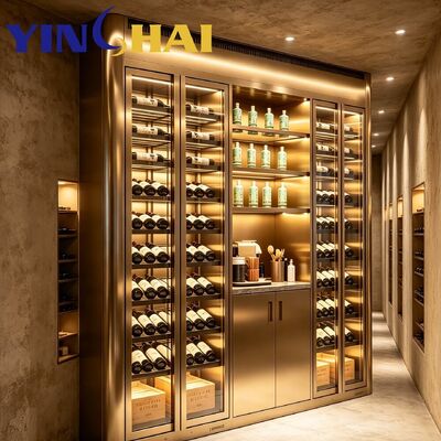 Cratch-resistant Stainless Wine Cooler Custom Oak Silent Large Storage Rack