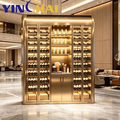 Cratch-resistant Stainless Wine Cooler Custom Oak Silent Large Storage Rack