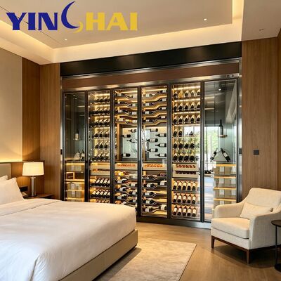 APP Controlled Stainless Steel Wine Cooler Solid Oak Constant Temp Storage Cabinet