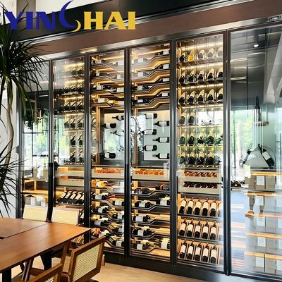 APP Controlled Stainless Steel Wine Cooler Solid Oak Constant Temp Storage Cabinet