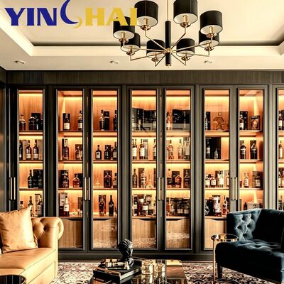APP Smart Controlled Dark Stainless Steel Wine Cooler Solid Oak Constant Temp Cabinet