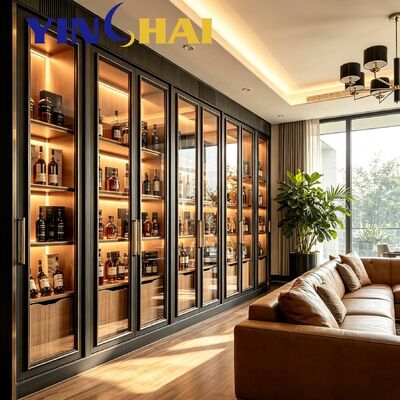APP Smart Controlled Dark Stainless Steel Wine Cooler Solid Oak Constant Temp Cabinet