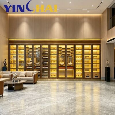 Custom Storage Capacity Wine Cooler Stainless Oak Silent Stepless Rack