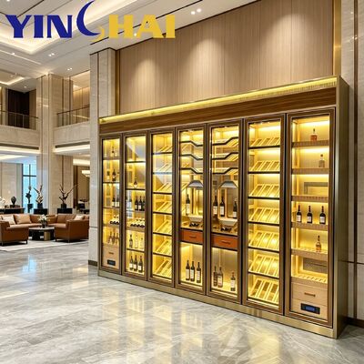 Custom Storage Capacity Wine Cooler Stainless Oak Silent Stepless Rack