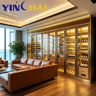 Custom Storage Capacity Wine Cooler Stainless Oak Silent Stepless Rack