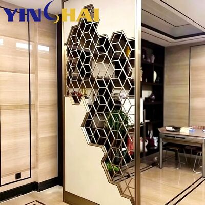 Custom Stainless Steel Screen Partition Irregular Honeycomb Hollow Divider
