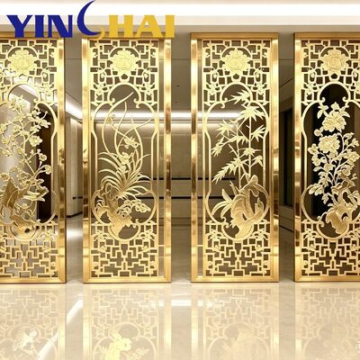 Custom Stainless Steel Screen Partition Plum Orchid Bamboo Chrysanthemum Hollow Decor Divider