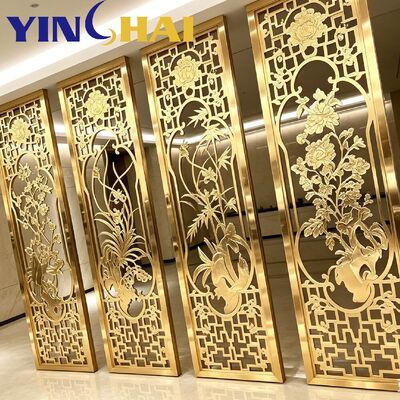 Custom Stainless Steel Screen Partition Plum Orchid Bamboo Chrysanthemum Hollow Decor Divider