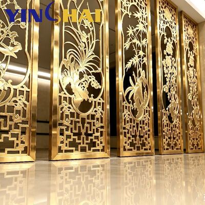 Custom Stainless Steel Screen Partition Plum Orchid Bamboo Chrysanthemum Hollow Decor Divider