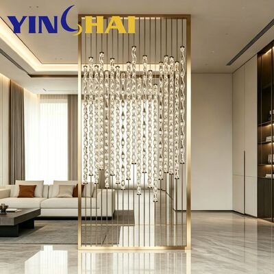 Custom Stainless Steel Screen Partition Crystal Bead Divider Light Luxury Home Decor