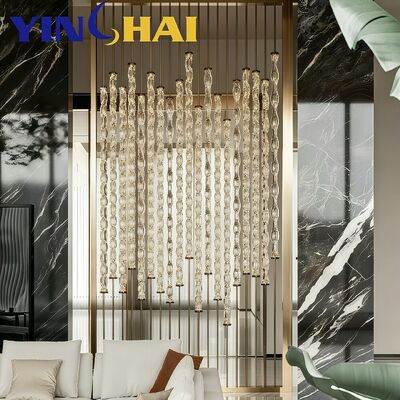Custom Stainless Steel Screen Partition Crystal Bead Divider Light Luxury Home Decor