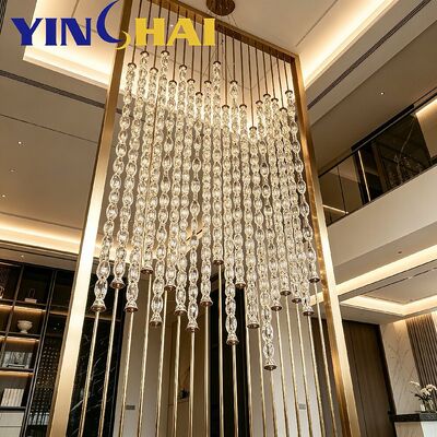 Custom Stainless Steel Screen Partition Crystal Bead Divider Light Luxury Home Decor