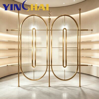 Custom Stainless Steel Oval Textured Glass Screen Partition Home Divider