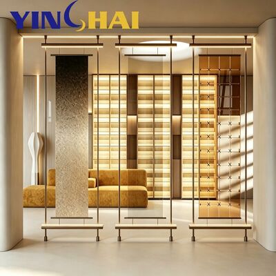 Custom Stainless Steel Strip Glass Screen Partition Modern Interior Divider
