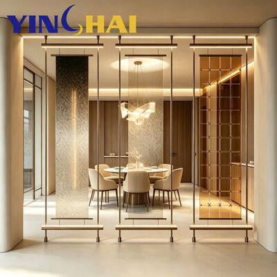 Custom Stainless Steel Strip Glass Screen Partition Modern Interior Divider