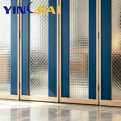 Custom Stainless Steel Arched Diamond Textured Glass Screen Partition Interior Divider
