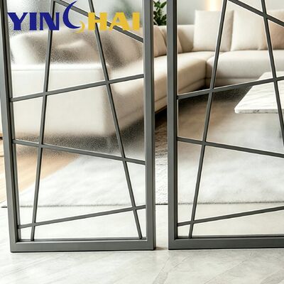 Matte Black Custom Stainless Steel Circular Oval Textured Glass Partition