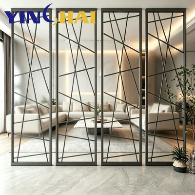 Matte Black Custom Stainless Steel Circular Oval Textured Glass Partition