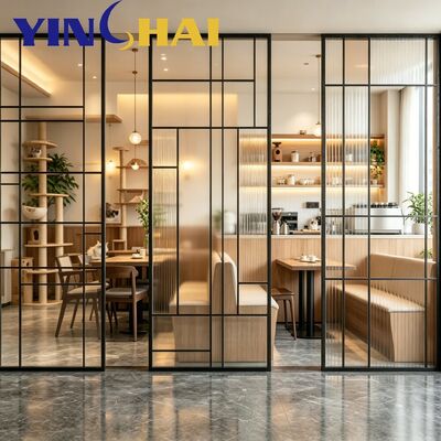 Custom Laser Cut Stainless Steel Irregular Frame Glass & Acrylic Partition