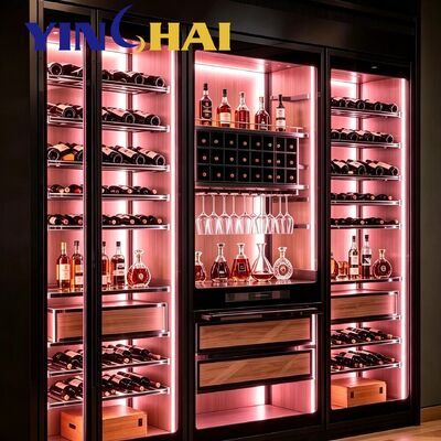 Custom Stainless Steel Constant Temperature Wine Cabinet APP Control With LED Light