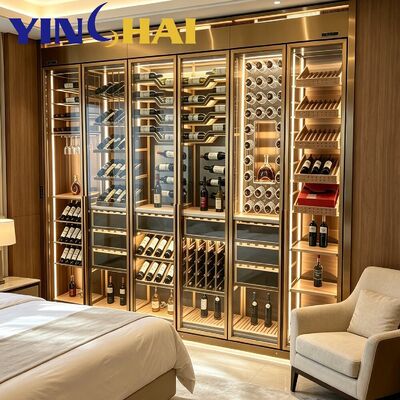 Custom Gold Stainless Steel Constant Temperature Wine Cabinet APP Control