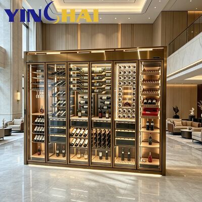Custom Gold Stainless Steel Constant Temperature Wine Cabinet APP Control