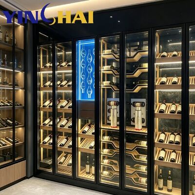 APP Controlled Custom Black Stainless Steel Constant Temperature Wine Cabinet