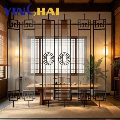 Custom Chinese Style Stainless Steel Hollow Partition Screen For Interior Decor