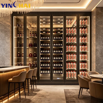 Commercial Glass Vibration Free Wine Cooler Multi-Door LED Large Capacity