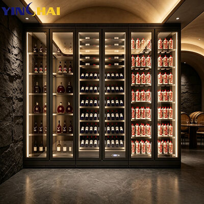 Commercial Glass Vibration Free Wine Cooler Multi-Door LED Large Capacity