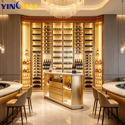 Wine Cellar Cabinet Stainless steel Grain Glass Door Built-in Cooler Unit