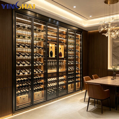 Large Capacity Recessed Wine Cooler Tempered Glass LED Door