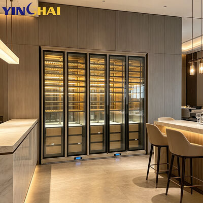 Built-in Dual Zone 50-59 Bottle Wine Cooler Wood Shelves LED Glass Door