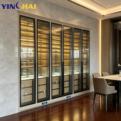 Built-in Dual Zone 50-59 Bottle Wine Cooler Wood Shelves LED Glass Door