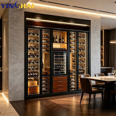 Built-in Commercial Wine Refrigerator with Drawers LED Glass Door Storage
