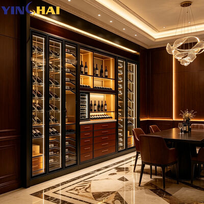 Built-in Commercial Wine Refrigerator with Drawers LED Glass Door Storage
