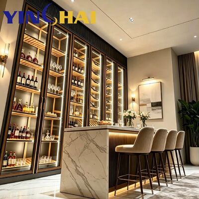 Luxury Constant Temperature Glass Wine Cabinet With LED Lighting For Villa