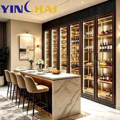 Luxury Constant Temperature Glass Wine Cabinet With LED Lighting For Villa
