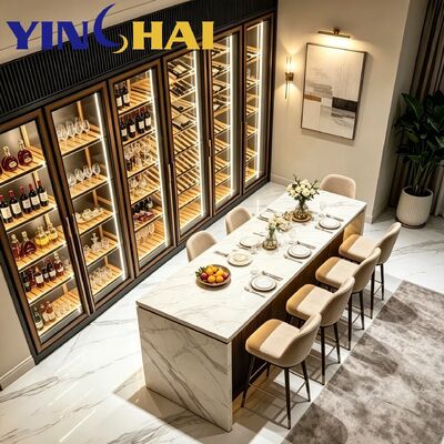 Luxury Constant Temperature Glass Wine Cabinet With LED Lighting For Villa