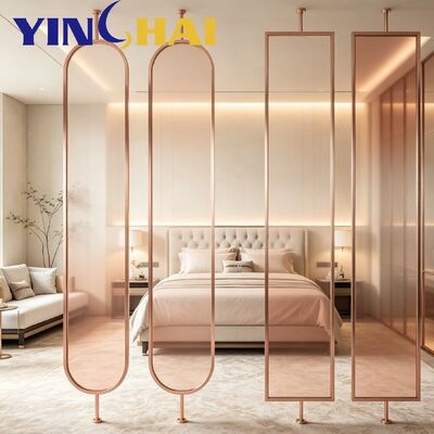 Custom Vertical Oval Suspended Gradient Glass Partition Screen For Modern Bedroom