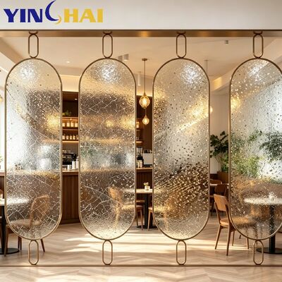 Custom Stainless Steel Oval Gradient Glass Partition Screen For Home Interior