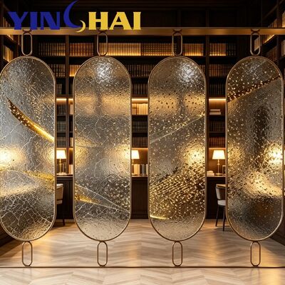 Custom Stainless Steel Oval Gradient Glass Partition Screen For Home Interior
