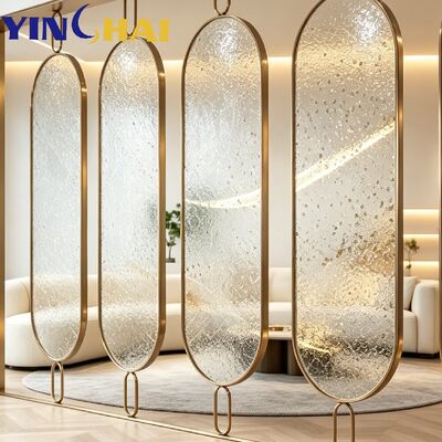 Custom Stainless Steel Oval Gradient Glass Partition Screen For Home Interior