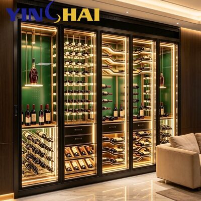 Custom Stainless Steel LED Wine Display Storage Cabinet For Home Villa Interior