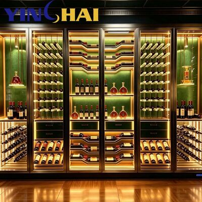 Custom Stainless Steel LED Wine Display Storage Cabinet For Home Villa Interior